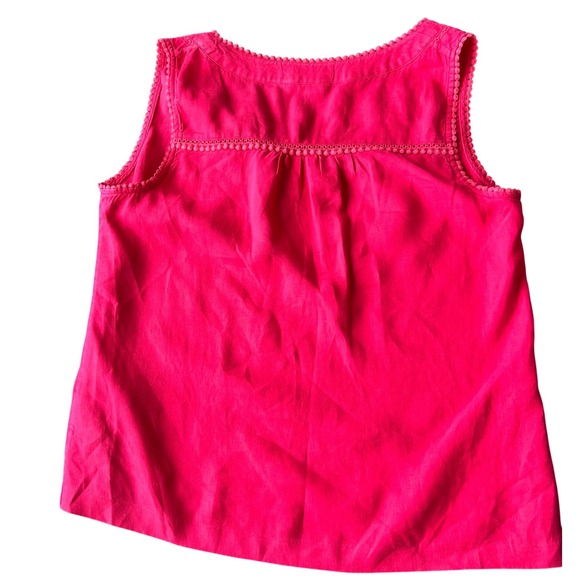 Boden Womens Sleeveless Linen Blouse Bright Pink Size 14 XL Travel lagenlook - Picture 8 of 8